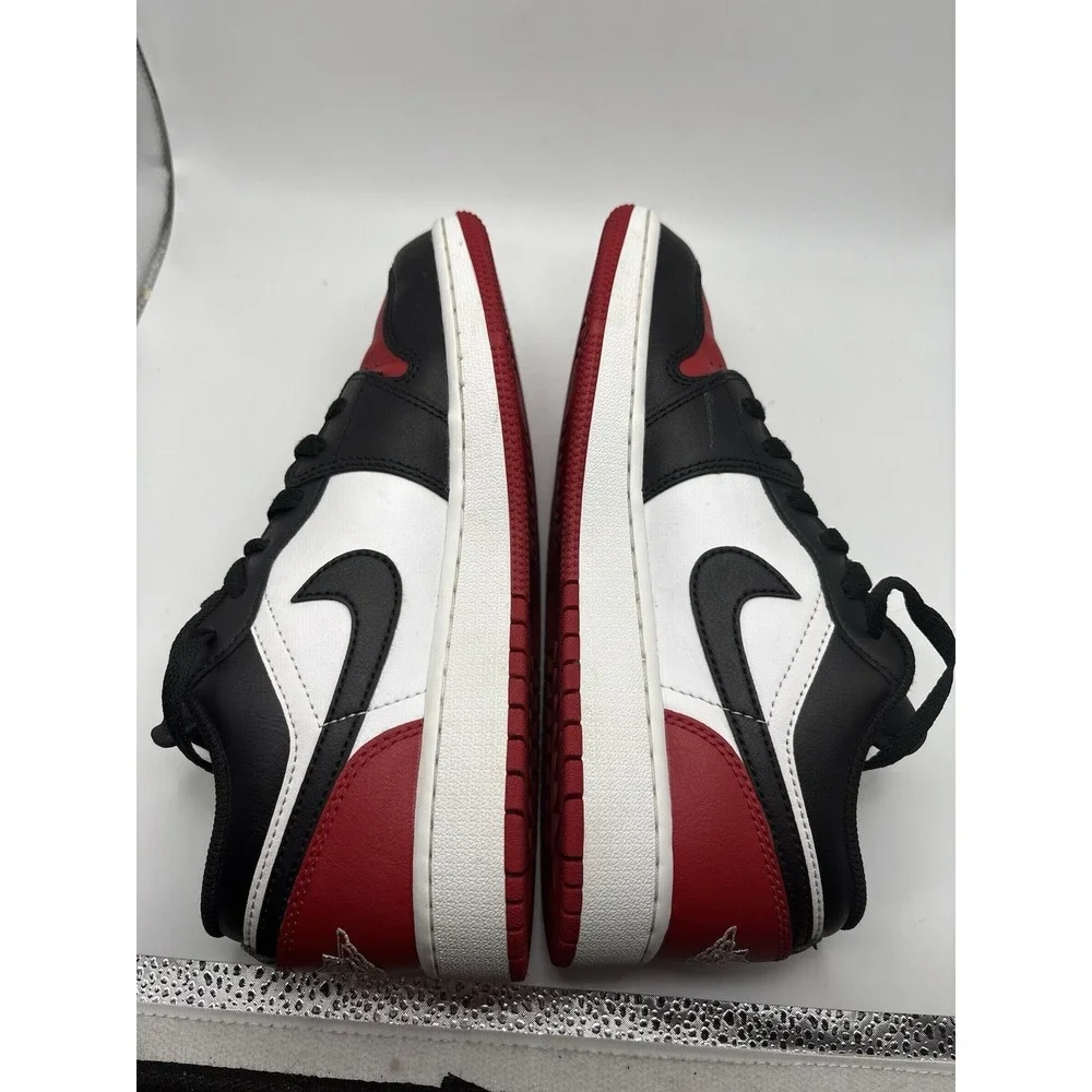Kids Size 5.5Y Nike Air Jordan 1‎ Low GS Black Red White Sneakers 553560 161